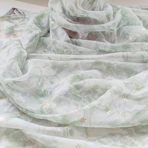 Mạ Vàng lụa creped vải nhỏ hoa giả lụa in Polyester voan của phụ nữ ăn mặc Vải - Product Image 2