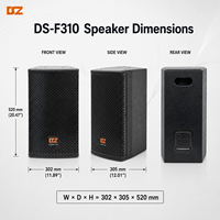 Haut-parleur professionnel pleine gamme haute puissance DSZ DS-f310 15 pouces 550W, boîtier en MDF de 18 mm, réponse en fréquence 50Hz-18kHz, impédance 8 ohms