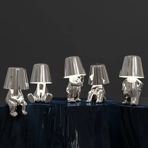 Modern Rechargeable Table <strong>Lamp</strong> Dimmable Cordless Thinker Table <strong>Lamp</strong> Gold &amp; <strong>Silver</strong> Metal Battery Operated for Living Room Indoor - Product Image 4