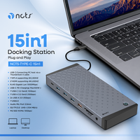 Station d'accueil TYPE C 15-en-1, affichage quadruple 4K, VGA, DP, USB 3.0, USB-C, données, RJ45 Ethernet, 100W PD, audio, SD/TF pour ordinateur portable