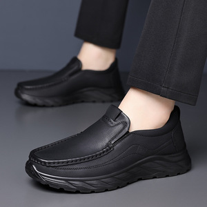 Mocassins rétro pour hommes, chaussures décontractées à enfiler, à semelle épaisse, semelle extérieure en caoutchouc rembourrée, talon bas, pour l'automne - Product Image 4