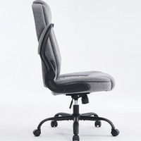 Chaise de bureau ergonomique en cuir à dossier haut avec support lombaire, design moderne et minimaliste, réglable en hauteur, structure en bois, base 5 étoiles