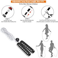 Cuerda de saltar deportiva inteligente recargable por USB, luz LED nocturna, espuma de 5mm para boxeo y entrenamiento