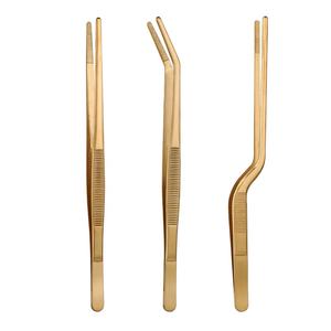 Juego de 3 Pinzas de Cocina Doradas de 10 Pulgadas, Pinzas Finas para Alimentos, Pinzas de Acero Inoxidable 430 - Product Image 1