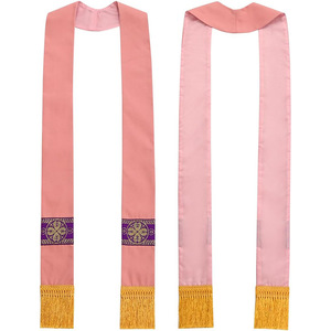 <b>Red</b> Priest Shawl With Embroidery And Tassels For Clergy Use Summer 2025 - Product Image 4