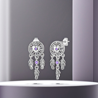 925 Sterling Silver Starlight Dream Catcher Boucles d'oreilles à la mode Hoop Design Zircon Pierres Mariages Cadeaux