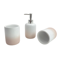 Distributeur de savon en résine blanche et rose, accessoire de salle de bain, porte-brosse, 4 pièces