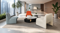 Ensemble de canapés modulaires en cuir synthétique pour usage commercial et bureaux modernes, fauteuil lounge en mousse haute densité