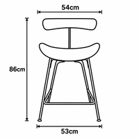 Chaise de bar haute tendance avec dossier design, rembourrée et confortable, pour comptoir de cuisine, pieds en fer, vente en gros OEM ODM