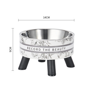 Mangkuk Hewan Peliharaan Stainless Steel Warna-warni untuk Makan dan Minum, Mangkuk Kucing Berkaki Tinggi Desain Kartun Modis, Mangkuk Anjing - Product Image 5