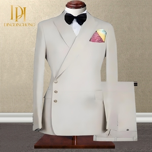 Ensemble <span class=keywords><strong>Costume</strong></span> d'Affaires Deux Pièces Slim Fit pour Homme, Nouveau Design, Veste Droite à Boutonnage Simple et <span class=keywords><strong>Pantalon</strong></span> à Fermeture Éclair, Idéal pour Bureau et Mariage - Product Image 1
