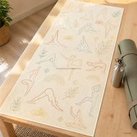 Serviette de sport en coton 100% personnalisée avec impression numérique, motifs de poses de yoga, couleurs variées, production rapide, directement de l'usine.