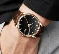 Montre mécanique automatique classique pour homme, bracelet en cuir véritable, montre-bracelet avec calendrier