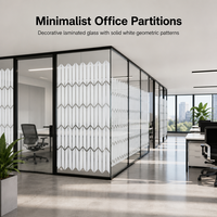 Verre feuilleté trempé décoratif intérieur en sérigraphie, motifs et couleurs sur mesure pour cloisons de bureau