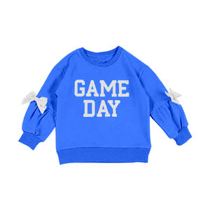 GT1589 CUSTOM top <b>baby</b> girl adorable Boutique Blue game day print top kids toddler child <b>clothing</b> zipper set - Product Image 1