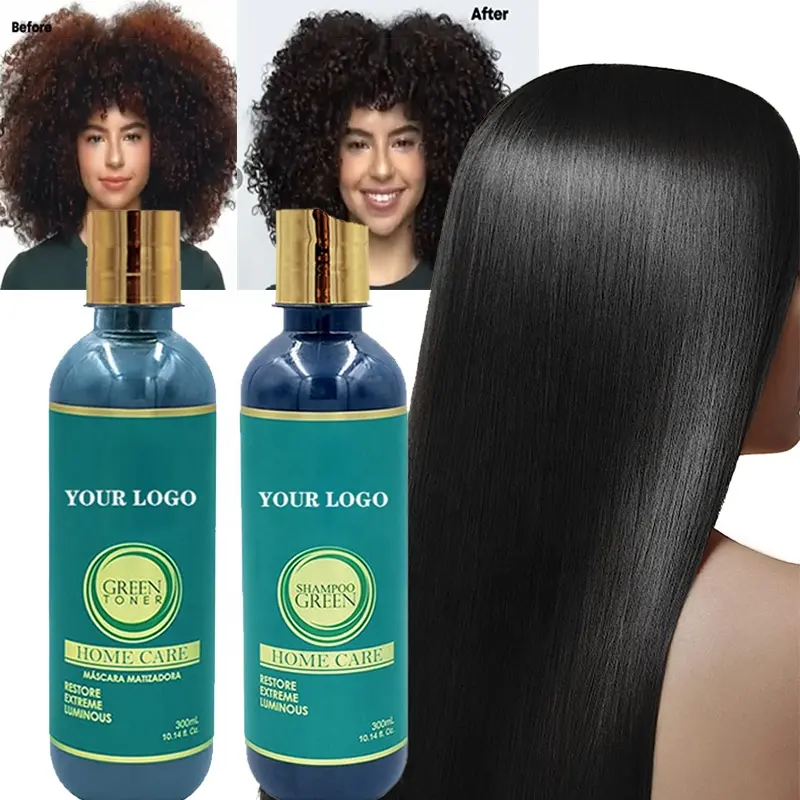 2023 nuovo Shampoo verde naturale per la rimozione del rosso per capelli neri marrone scuro idratante Anti-crespo Shampoo all'olio essenziale di Argan