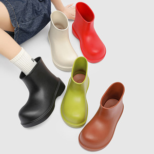 Botas de Lluvia para Mujer, Color Sólido, Suela Gruesa, Tacón Bajo, Impermeables, Antideslizantes, EVA, Altura Media de Pantorrilla - Product Image 4
