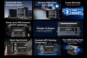 محطة طاقة 2400 واط + حزمة بطارية BP2400، أفضل محطة طاقة محمولة، بطارية LiFePO4 قابلة للتوسيع، مكبرات صوت بلوتوث، أوسكال باورماكس 2400 - Product Image 6