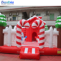 Château gonflable extérieur BOSTYLE sur le thème de Noël, en PVC, maison de saut, décoration de Noël, bonhomme de neige, location pour événements commerciaux