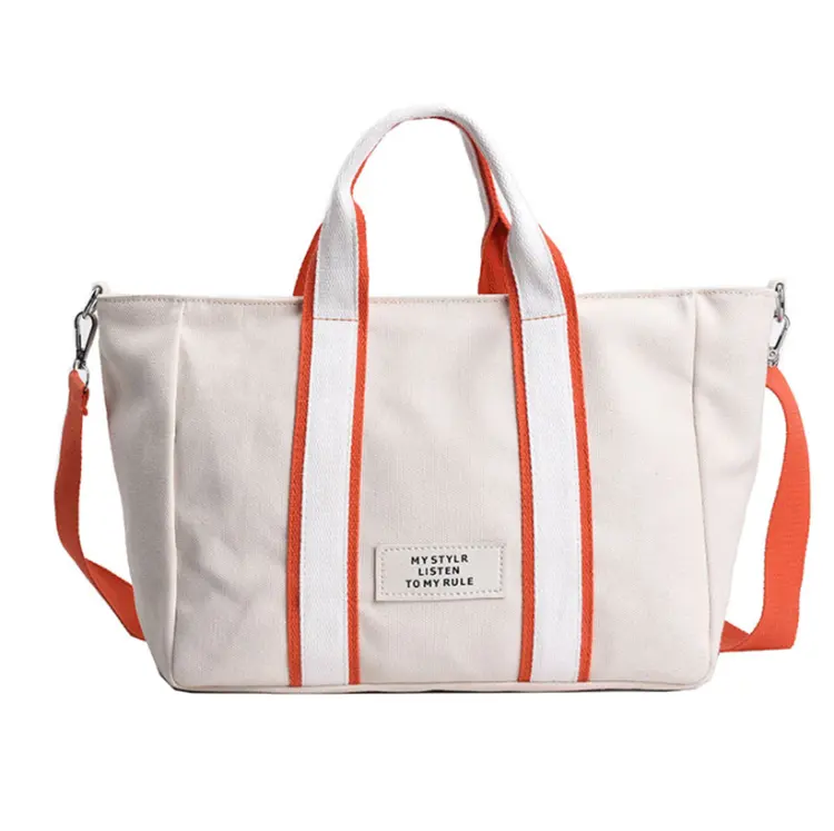 2024 Новая женская Холщовая Сумка большой емкости квадратная пляжная сумка для покупок с ремешком конфетного цвета и застежкой-молнией