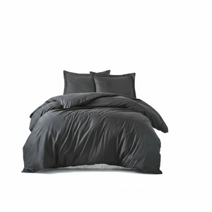 Cotton Box Elegant Stripe Double Duvet Cover <b>Set</b> Satin Anthracite 4pc King Queen Twin Sizes for Bed <b>Comforter</b> Wedding Home Use - Product Image 2