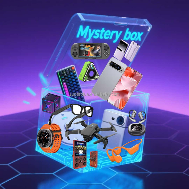 MysteryBox Electronics Surprise Explosion Smart Watch 4G Round OLED Display SIM Slot Mobile Phones Earbuds Tlphones Portables