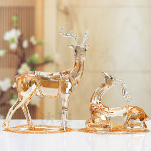 Ornement en verre cristal Darzelle en forme de cerf Sika, couleur champagne, décoration d'intérieur, cadeau - Product Image 1