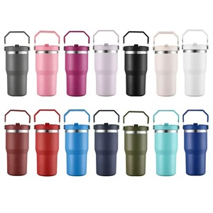 Custom Camo 304 Stainless Steel Tumbler 20oz 30oz Double Wall Vacuum Insulated Travel Mug <b>with</b> Handle and <b>Straw</b> Lid for Outdoor - Product Image 2