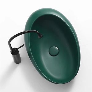 Modern Shallow Oval Concrete Washbasin Smooth Grey Cement Vessel Sink Above Counter Bathroom Lavabo Vietnam Manufacturer - Product Image 2