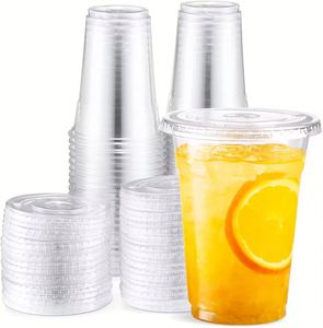 Gobelets en plastique PET transparents jetables de 20 oz imprimés sur mesure avec couvercles pour les événements de bubble tea - Product Image 4