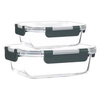Boîte à lunch pour micro-ondes, boîte de conservation en verre borosilicate haute résistance, bol de conservation avec couvercle à clipser, boîte à lunch bento