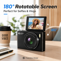 Caméra Selfie 4K UHD 48MP avec autofocus, écran rotatif de 2,4 pouces, jeux intégrés, lecteur MP3, enregistrement en boucle, appareil pour enfants, cadeau scolaire