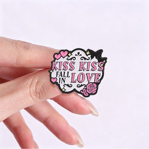 Broche émaillée à motif floral romantique avec texte, design unique, pour vêtements et sacs, badge décoratif - Product Image 2