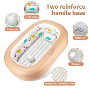 Baignoire gonflable pour bébé, pliable et portable, avec avertissement de température pour les tout-petits et les enfants - Product Image 2