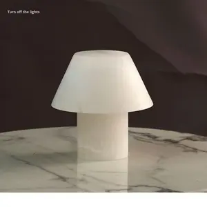 प्राकृतिक संगमरमर पत्थर बनावट मशरूम छोटे टेबल लैंप व्यक्तित्व रचनात्मक प्रकाश लक्जरी आधुनिक न्यूनतम मॉडल कमरे बेडरूम - Product Image 3
