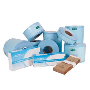 Diş aletleri tıbbi kullanım için düz sterilizasyon torbaları makara rulo isı mühür plazma ambalaj kağıt torba