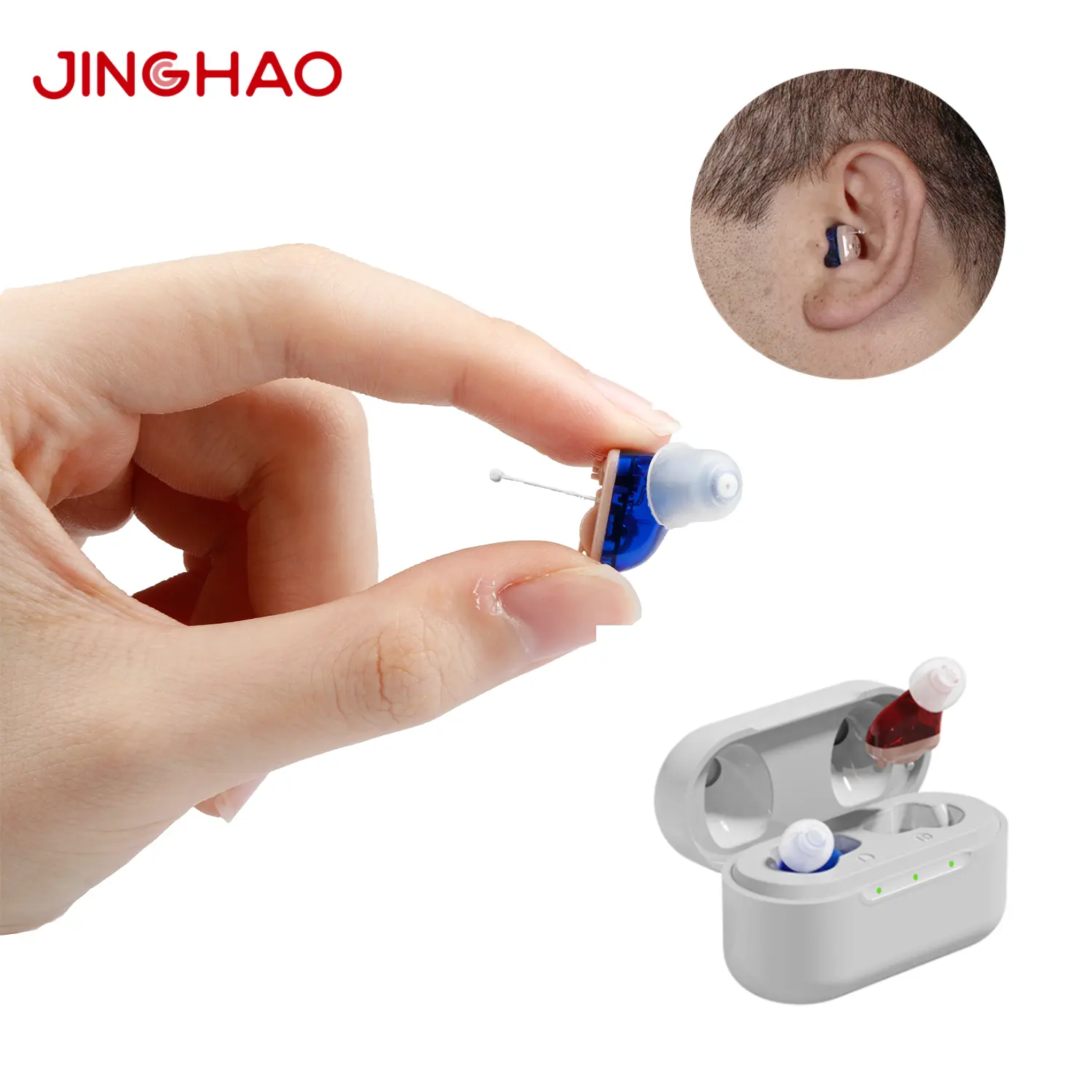 JINGHAOA17医療用ミニCIC人気のOTCデジタル補聴器高齢者と難聴者向けに充電可能