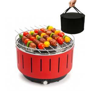 Barbacoa Portátil Redonda de Carbón de 31 cm con Ventilador Eléctrico Ajustable, Cocción Uniforme, Menos Humo, Parrilla para Camping - Product Image 1