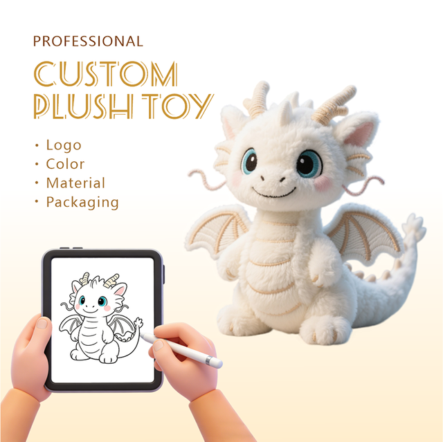 Cute Little White Dragon Plush Toy Custom Cartoon Mascot Plush Doll Supplier Manufacturer High Quality Factory Price