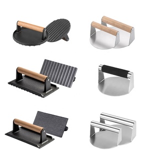 Alat dapur <span class=keywords><strong>Burger</strong></span> daging persegi logam, penekan Hamburger daging bulat Manual Stainless Steel - Product Image 3