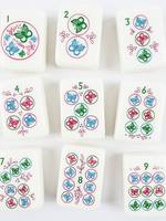 Tuiles de Mahjong en Cristal Moderne, Design Feuilles de Ginkgo Rouges, Durables et Écologiques, Expédition Directe en Stock pour le Commerce Extérieur – Mahjong Américain