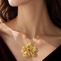 Nouveau collier YEHHY de style chinois ajouré avec fleur, pendentif vintage grande fleur en perle, chaîne de pull, accessoire de luxe léger