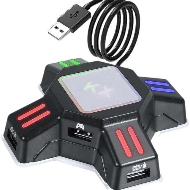 Brand New Keyboard Mouse Adapter for PS4 PS5 Controller KX USB Gamepad Converter for Xbox One Switch Joystick ABS Material Short