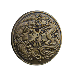 Металлическая памятная монета с рельефным изображением Феникса и Дракона, традиционный антикварный сувенир в стиле фэн-шуй - Product Image 5