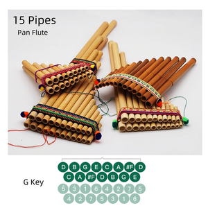 JELO 15 tubos profesional G Key Pan flauta viento de madera bambú instrumento de viento accesorio Syrinx Pan flauta - Product Image 2