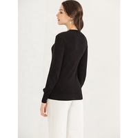 Suéter de punto informal de invierno al por mayor para mujer, jersey de cuello redondo de manga larga con logo frontal