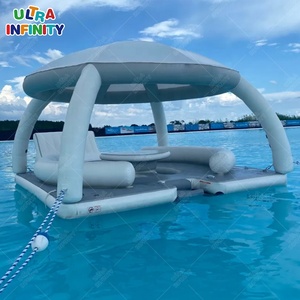 Moq 1 Uds <span class=keywords><strong>lago</strong></span> inflable comercial cabañas flotantes plataforma de muelle flotante con tienda Aqua Party Bana para la venta - Product Image 4