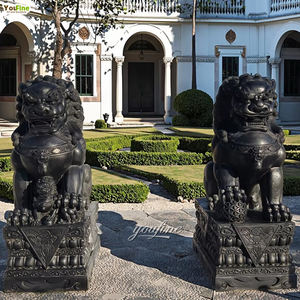 手彫り天然黒大理石フー犬像販売 - Product Image 6