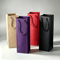 Sac cadeau personnalisé pour vin rouge, promotion, exposition et utilisation en supermarché, poignée épaule, emballage en papier kraft recyclable