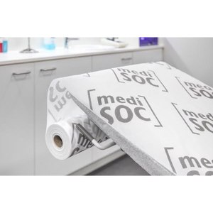 Rotoli di tessuto SMS ad alta densità 58x100 cm, in materiale grezzo riciclabile, con marchio in rilievo, per lettini da esame in saloni di bellezza - Product Image 4